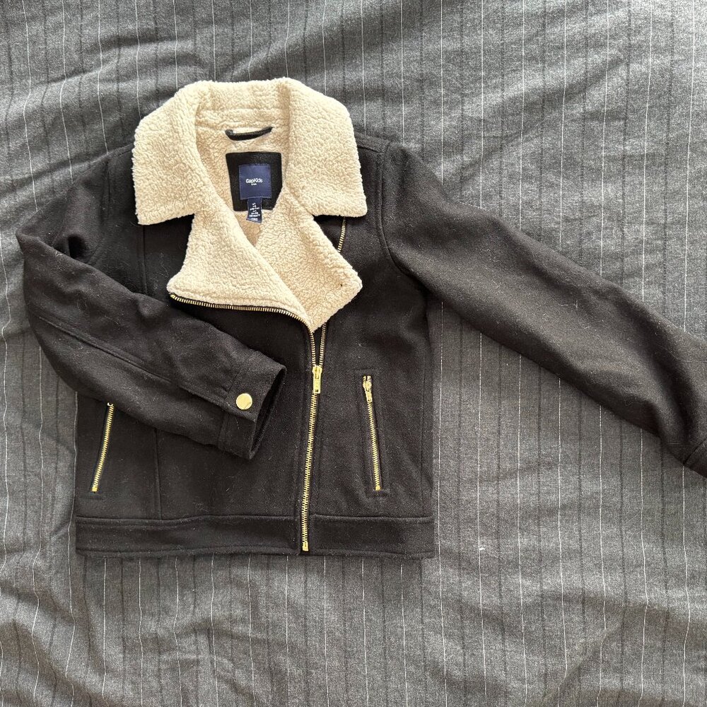 GAP Kids Black Moto Style Jacket Size L